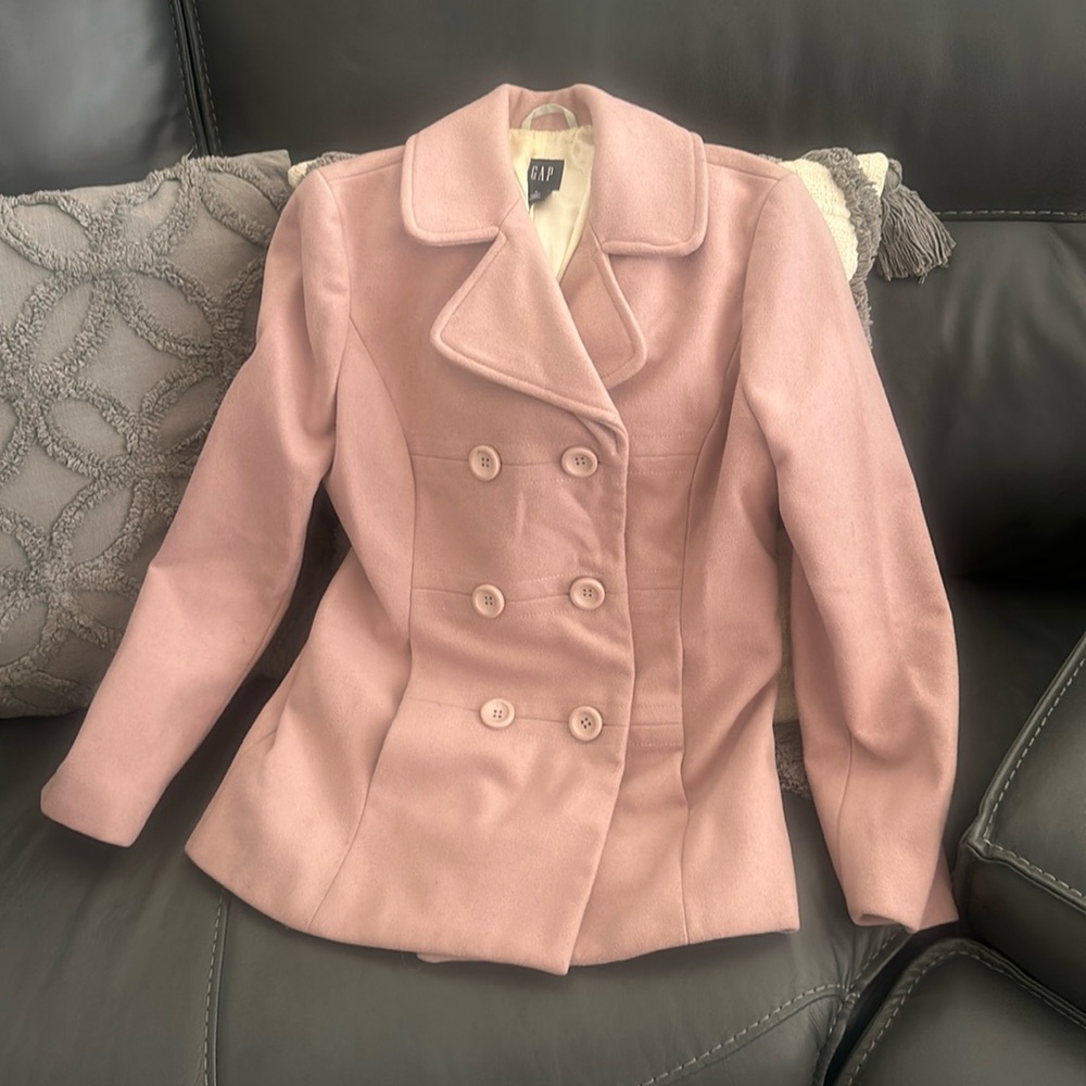 Gap blush double breasted wool pea coat size small